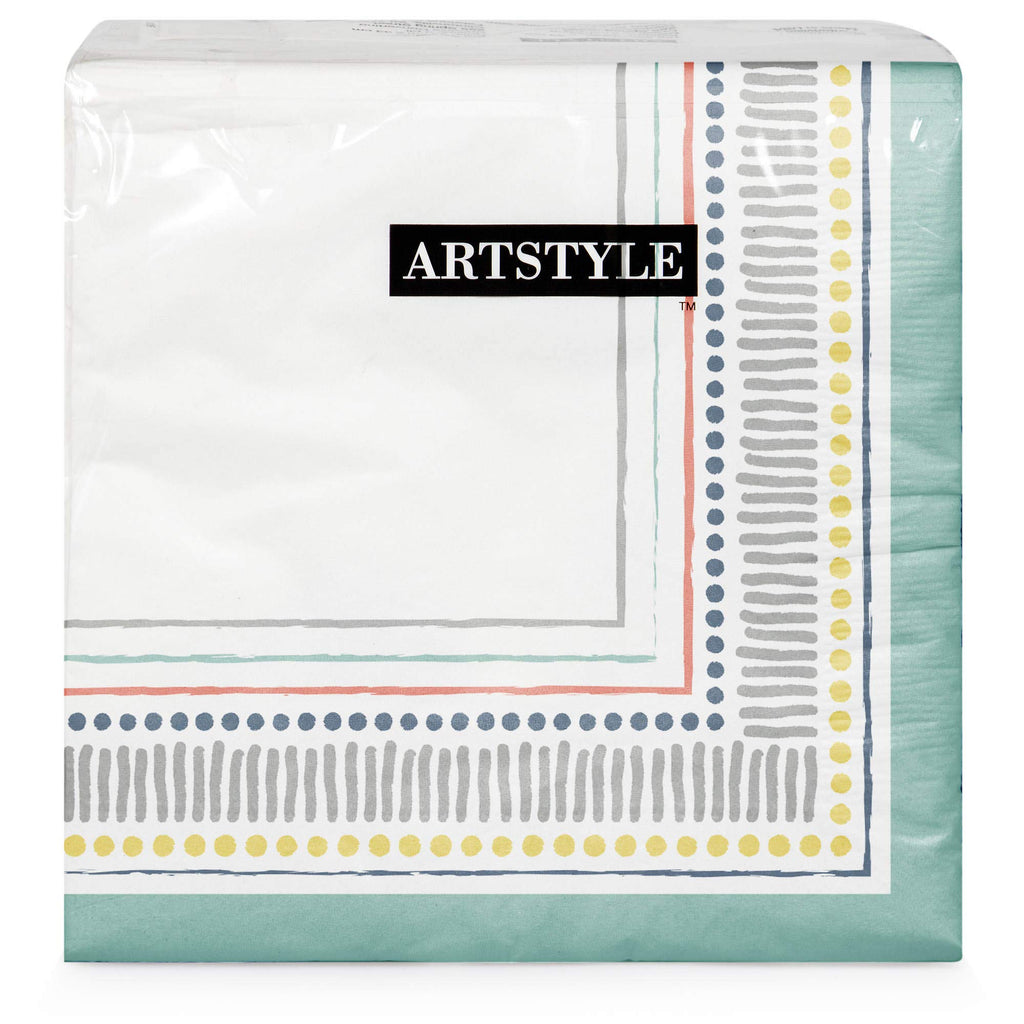[Australia - AusPower] - Artstyle 120 Count Disposable Lunch Napkins - Colorful & Sturdy Napkins for Everyday Occasions (All Lined Up) All Lined Up 