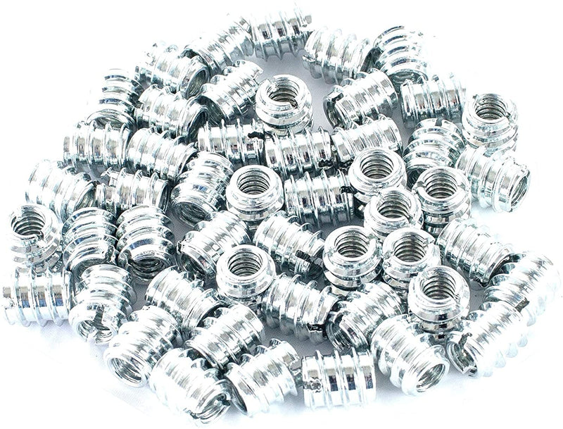 [Australia - AusPower] - POWERTEC QTI1002 Threaded Inserts for Wood Furniture | Zinc Plated | 1/4-20 Internal Threads | 11.9mm Length  Pack of 50 1/4"-20 Insert 