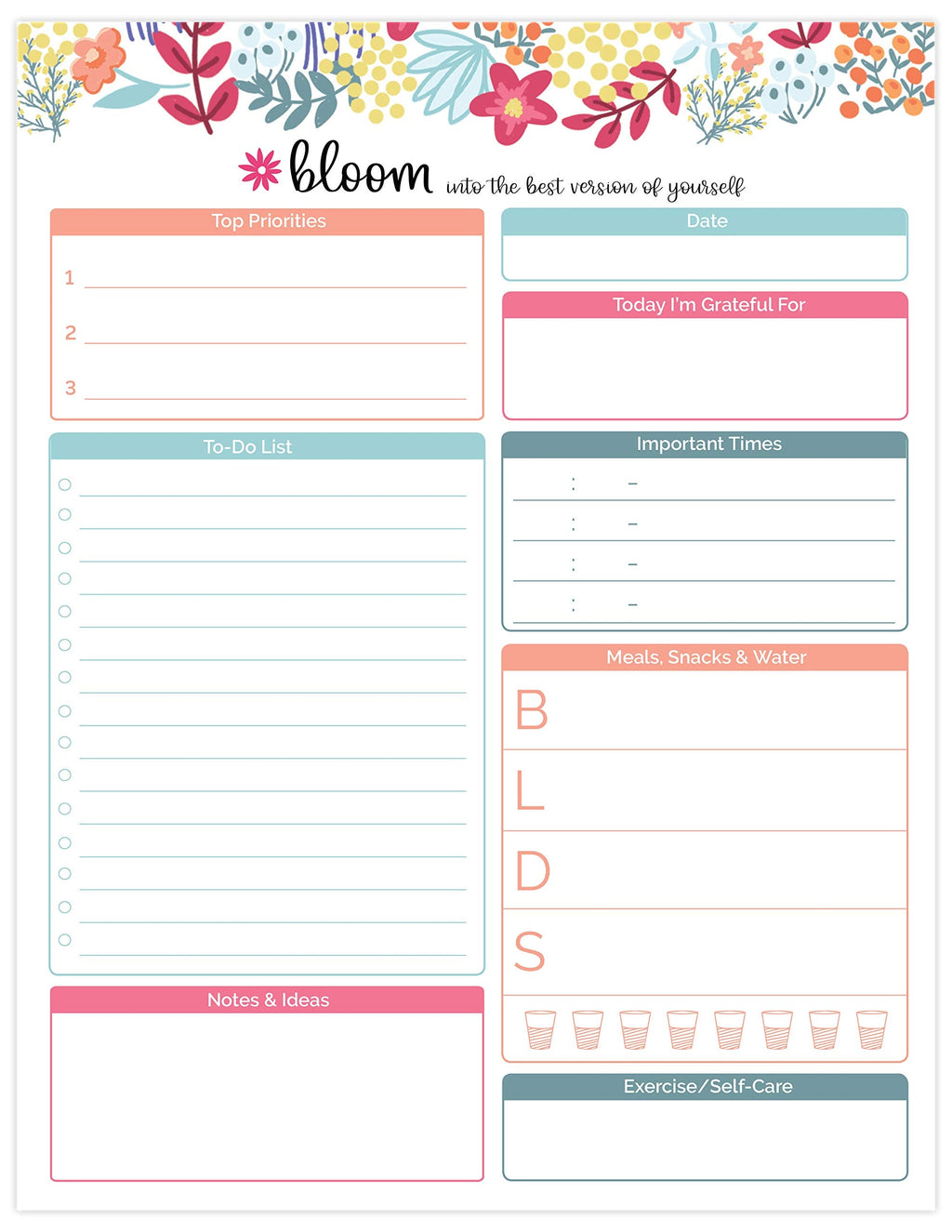 [Australia - AusPower] - bloom daily planners Daily Planning System Tear Off to Do Pad - Undated Planning Sheets - 8.5" x 11" - Floral Dots Daily Planning System - Floral Dots 