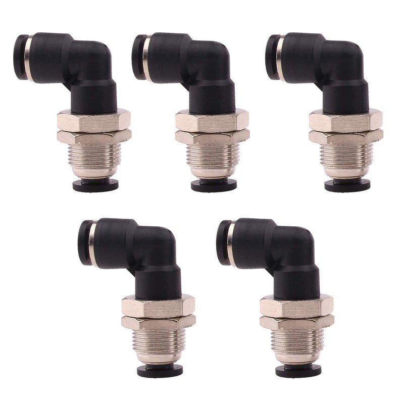 [Australia - AusPower] - Push to Connect Fitting Tube Threaded Fitting Elbow, 1/4 Tube OD x 1/4 NPT, Pack of 5 