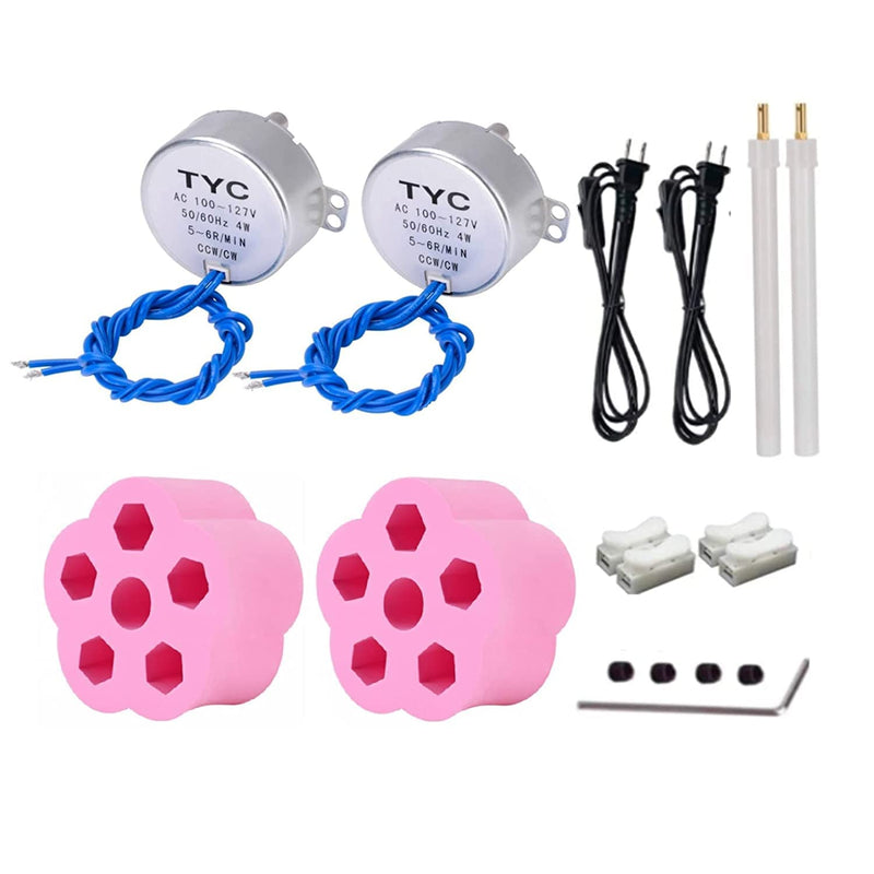 [Australia - AusPower] - 2PCS Cup Turner Motor Synchronous Synchron Motor 50/60Hz AC 100~127V CCW/CW 4W with 7mm Flexible Coupling Connector and 6ft Power Cord Switch Plug for Hand-Made, School Project, Model (5-6R) 