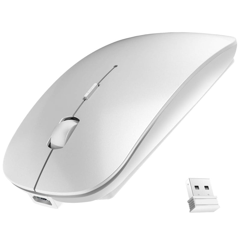 [Australia - AusPower] - Ultra-Thin 2.4G Office Wireless Mouse Mute Charging Mouse Notebook Home Mouse with USB Receiver Compatible for Notebook, PC, Laptop, Computer, MacBook (Silver) Silver 