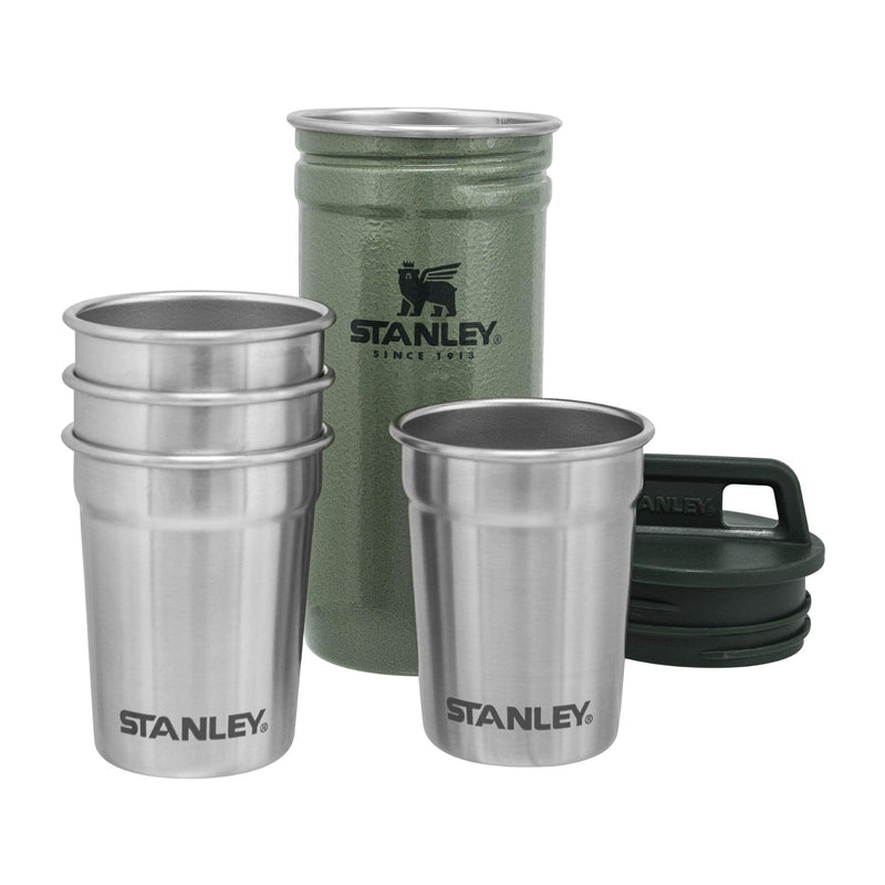 [Australia - AusPower] - Stanley Adventure Nesting Shot Glass Set, 4 Stainless Steel Shot Glasses with Rugged Metal Travel Carry Case, Camping Gifts Hammertone Green 