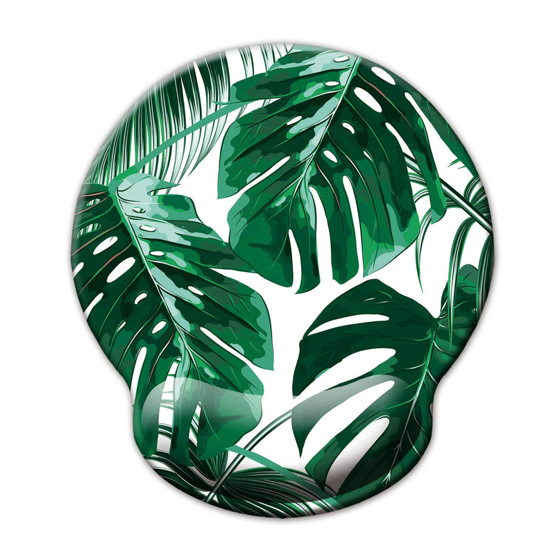 [Australia - AusPower] - Ergonomic Mouse Pad with Wrist Support,Dooke Cute Wrist Pad with Non-Slip Rubber Base for Computer, Laptop, Home Office Gaming, Working, Easy Typing & Pain Relief Tropical Leaf Green Plant 