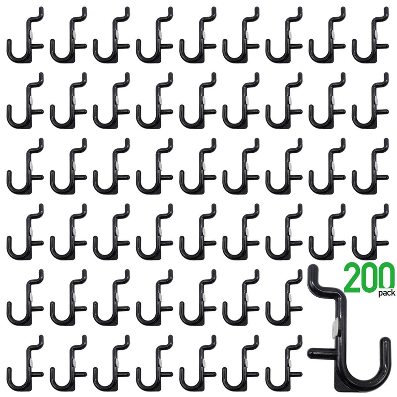 [Australia - AusPower] - Pegboard Hooks Kit 200PK Pegboard J Hook Assortment Black Peg Hooks 
