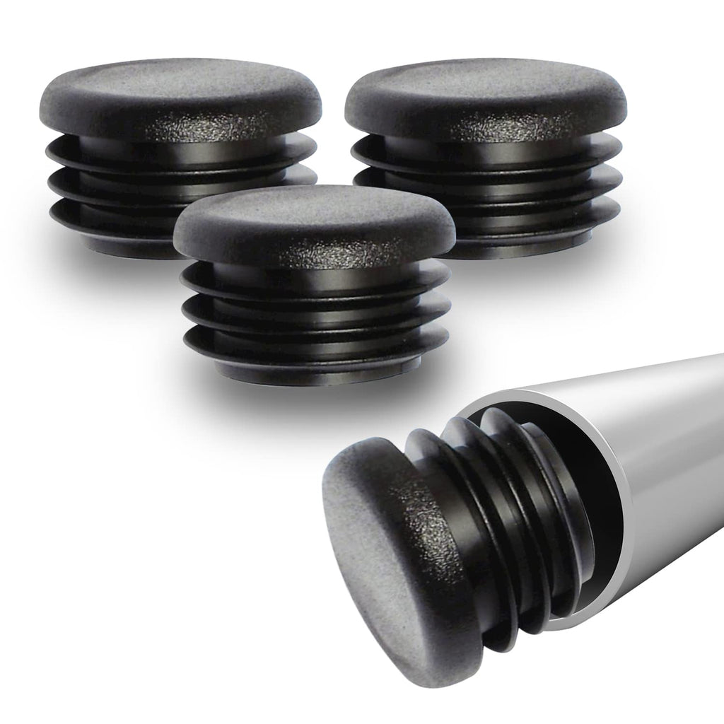 [Australia - AusPower] - Prescott Plastics 1 1/2 Inch Round Plastic Plug Insert (4 Pack), Black End Cap for Metal Tubing, Fences, Glide Protection for Chairs and Furniture 4 Pack 