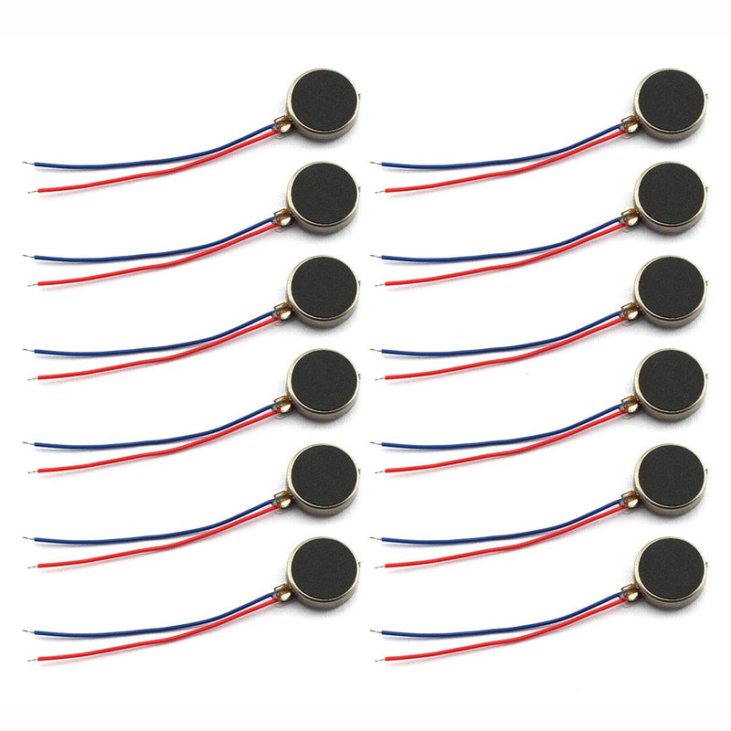 [Australia - AusPower] - SDTC Tech 12pcs DC Mini Vibration Motor 3V 85mA 12000rpm Self Adhesive Flat Coin Button-Type Brushed Micro-Motor with Two Wires(10x2.7mm) 12 pcs 