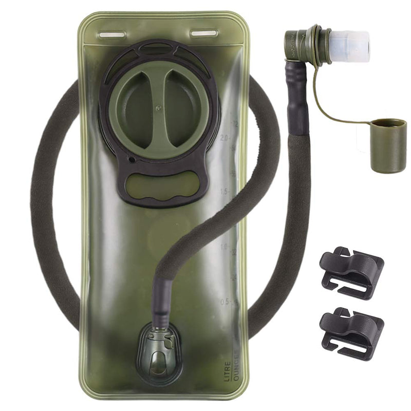 [Australia - AusPower] - Hydration Bladder 2L Leakproof 2 Liter Water Reservoir, BPA Free Military Green Water Storage Bladder Bag with Insulated Tube, Hydration Backpack Replacement for Outdoor Hiking Camping Running Cycling 2 Liter hydration bladder (Green) 