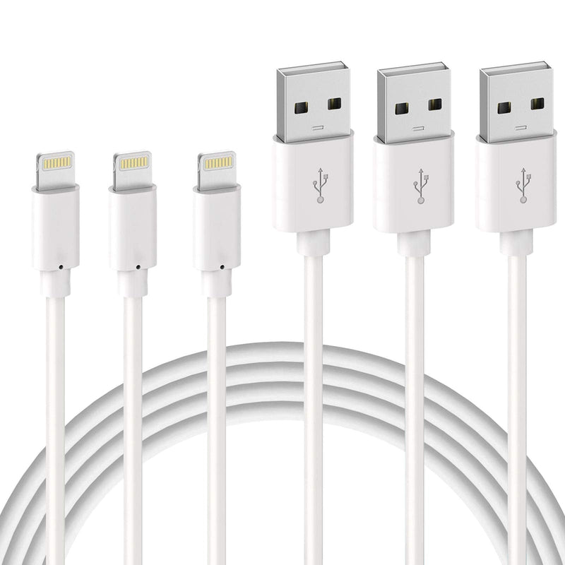 [Australia - AusPower] - Quntis iPhone Charger Lightning Cable, MFi Certified 3 Pack 6ft USB A to Lightning iPhone Charging Cord Cable Compatible with iPhone 13 12 11 Mini Pro Max XS XR X 8 7 6 Plus SE iPad Pro Airpods, White 