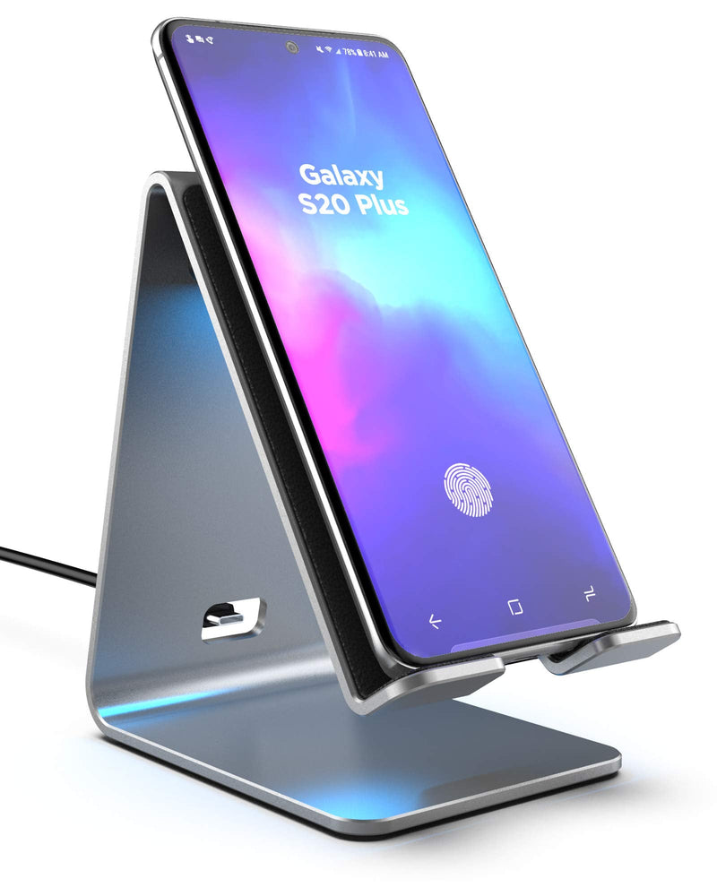 [Australia - AusPower] - Aluminum Wireless Charger Stand for Galaxy S22, S21 Models - Galvanox QC3.0 Fast Charging Qi Desktop Power Station, Samsung Note 10/20, S10/S20, Plus/Ultra (SoftGlow LEDs) (2022) 