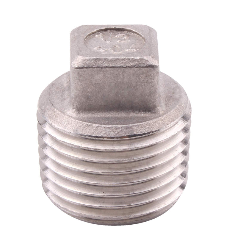[Australia - AusPower] - DERPIPE Stainless Steel 304 Cast Pipe Fitting, Square Head Cored Plug, Class 150, 1/2'' NPT Male 1/2" (pack of 1) 