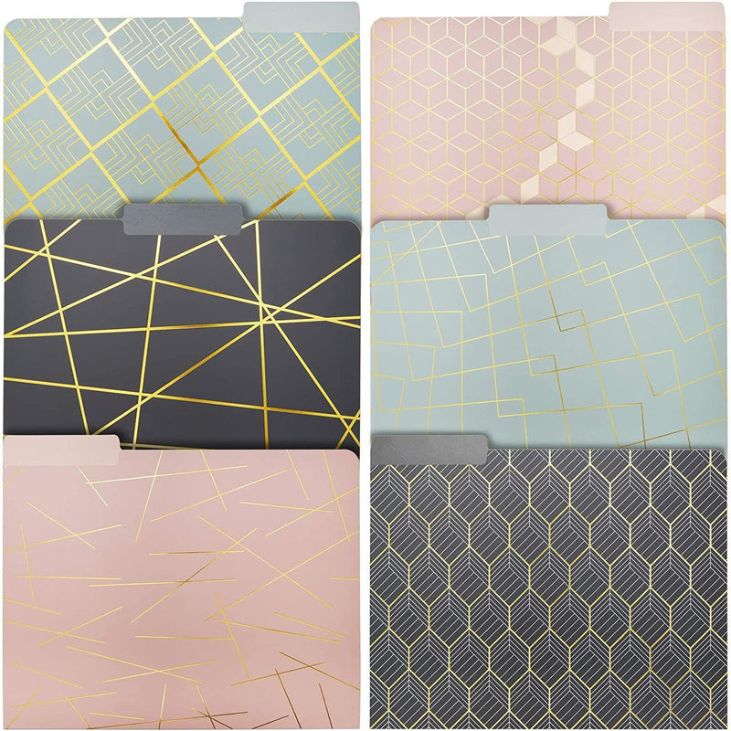 [Australia - AusPower] - Decorative File Folders with Gold Foil Geometrical Accents, 1/3 Cut Tab (11.5 x 9.5 In, 12 Pack) 