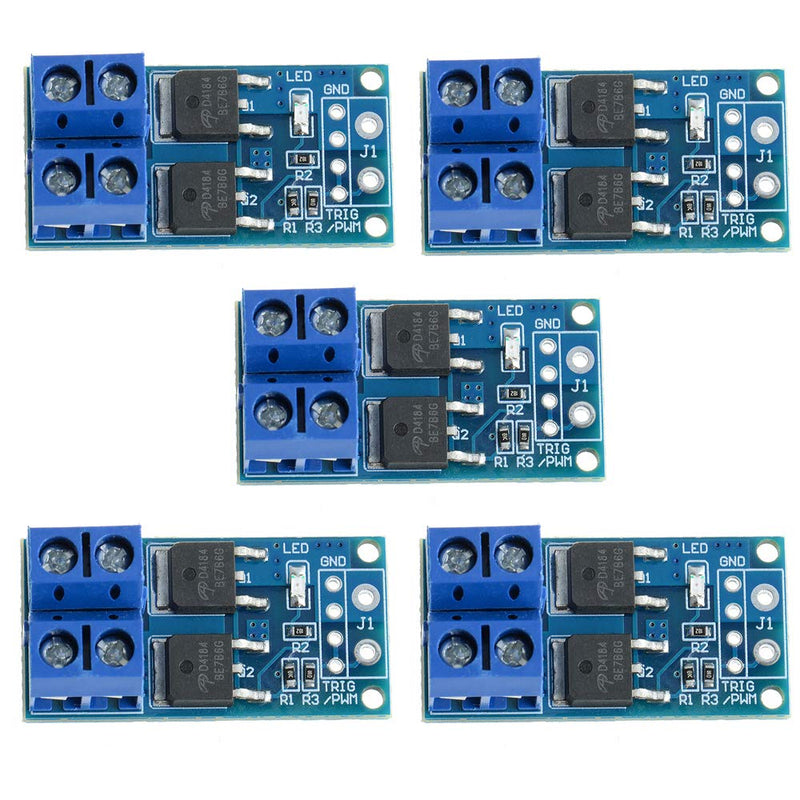 [Australia - AusPower] - Anmbest 5PCS DC 5V-36V 15A(Max 30A) 400W Dual High-Power MOSFET Trigger Switch Drive Module 0-20KHz PWM Adjustment Electronic Switch Control Board Motor Speed Control Lamp Brightness Control FET 1 