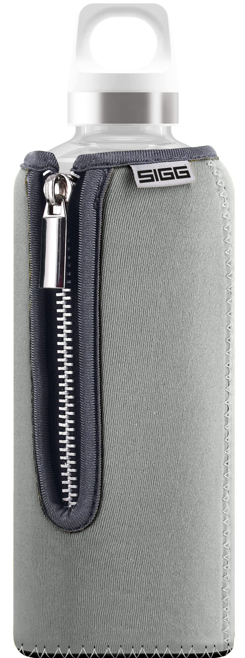 [Australia - AusPower] - SIGG - Glass Water Bottle - Stella Grey - With Neoprene Pouch - Leakproof - Dishwasher Safe - BPA Free - Recycled Glass - 17 Oz 