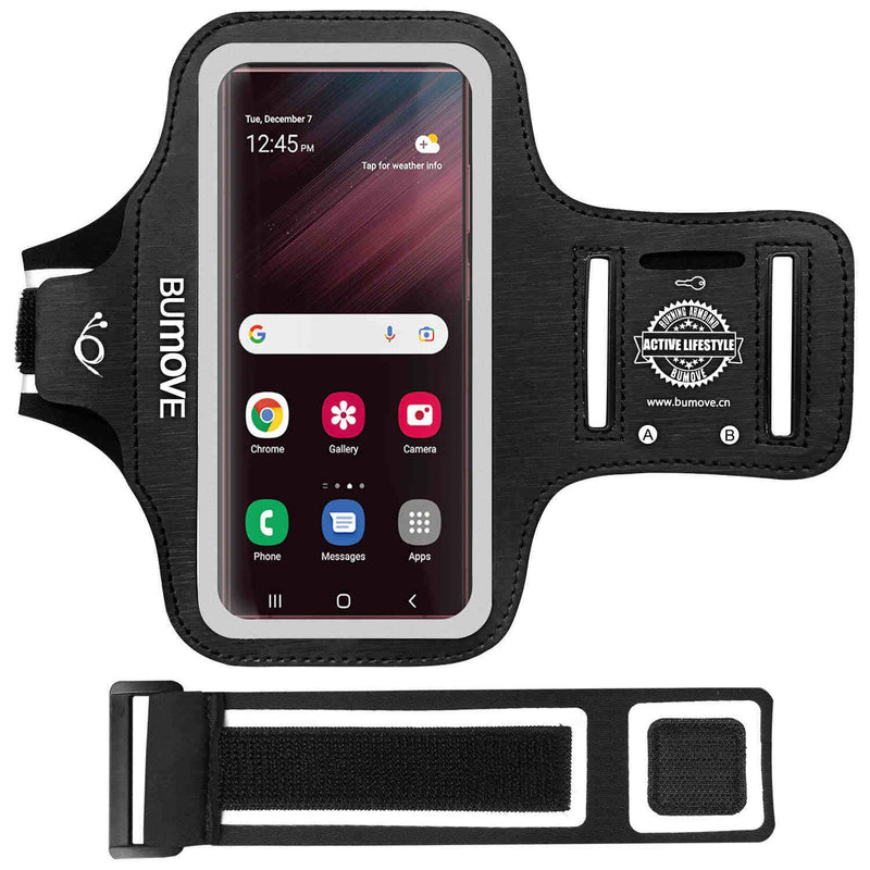 [Australia - AusPower] - Galaxy S22 Ultra/S21 Ultra Armband, BUMOVE Gym Running Workouts Sports Cell Phone Arm Band for Samsung Galaxy S20 Ultra, S21 Ultra, S22 Ultra 5G with Key/Card Holder (Black) Black 
