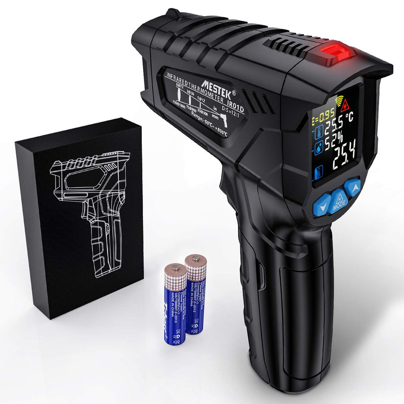 [Australia - AusPower] - Infrared Thermometer Temperature Gun MESTEK Non-Contact Laser Digital Thermometers with Color LCD Screen -58℉~1472℉(-50℃~800℃) Adjustable Emissivity Humidity(Not Accurate for Human Temperature) 
