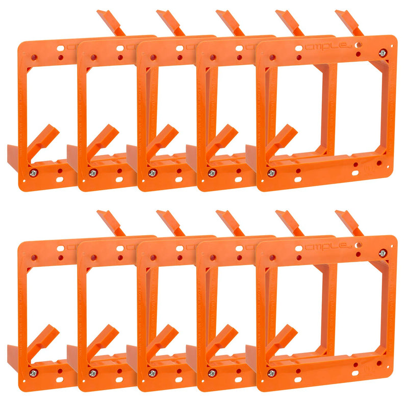 [Australia - AusPower] - Cmple - Low Voltage Mounting Bracket 2 Gang Multipurpose Drywall Mounting Wall Plate Bracket – (Dual Gang, 10 Pack) Dual Gang 10 Pack Orange 