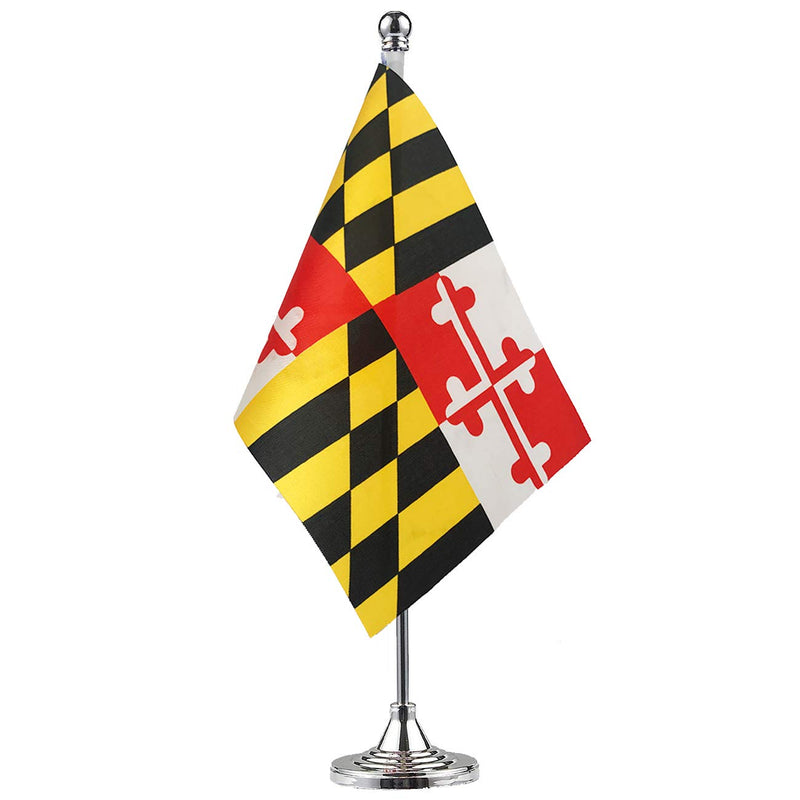 [Australia - AusPower] - Maryland State flag Maryland MD State Flag, Small Mini Maryland flag Desk Flag stick Office Table Flag on Stand Base,Festival Events Celebration decoration,Desk decoration,home decoration 