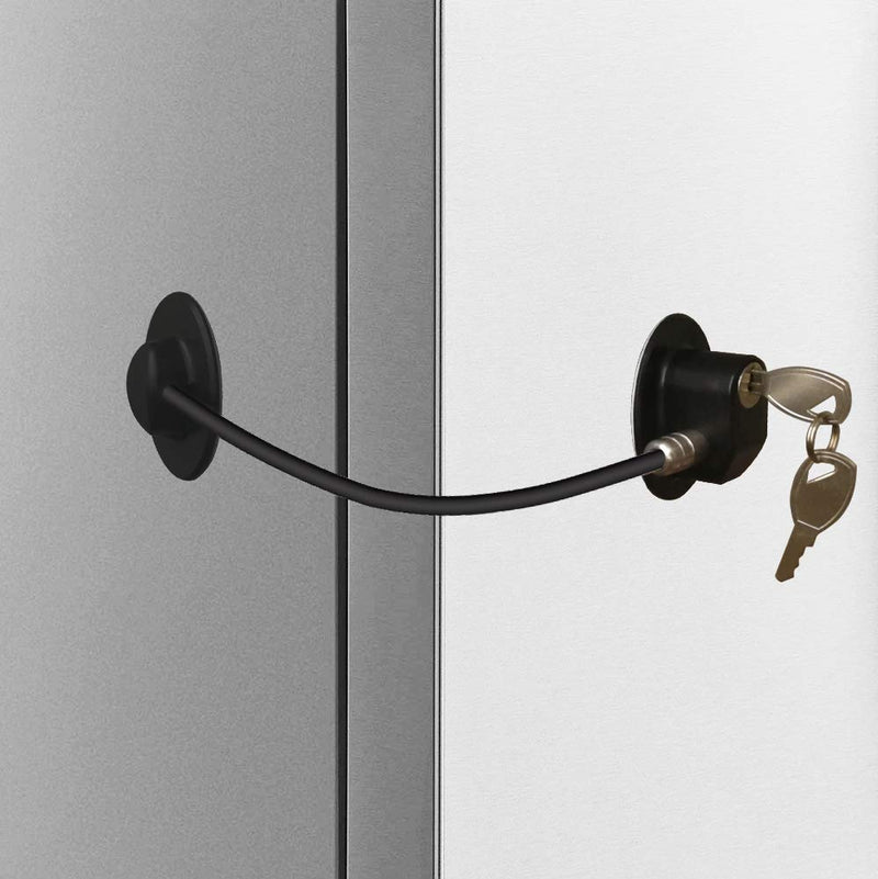 [Australia - AusPower] - Alamic Refrigerator Door Lock - Freezer Door Lock Cabinet Lock Strong Adhesive Cable Lock Security Door Lock, Black Black Refrigerator Door Lock - 1 Pack 
