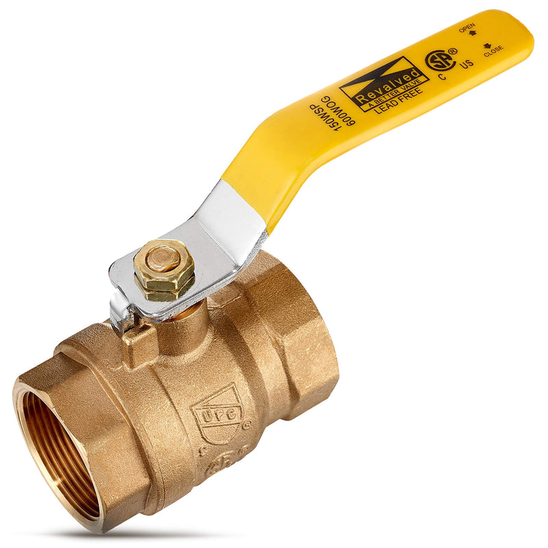 [Australia - AusPower] - REVALVED Full Port 1/2 in. Brass Ball Valve – Lead-Free Brass Valve, Female Threaded NPT Connector – Max Pressure, 150 PSI WSP / 600 PSI WOG - 0.50 inch, 1 Pack 0.5 Inch 