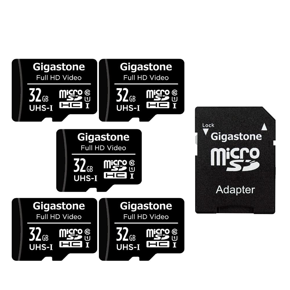 [Australia - AusPower] - Gigastone 32GB 5-Pack Micro SD Card, Full HD Video, Surveillance Security Cam Action Camera Drone, 90MB/s Micro SDHC UHS-I U1 C10 Class 10 32GB Full HD Video 5-Pack 