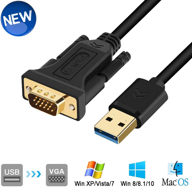 [Australia - AusPower] - USB to VGA Adapter Cable 6.5FT Compatible with Mac OS Windows XP/Vista/10/8/7, USB 3.0 to VGA Male 1080P Monitor Display Video Adapter/Converter Cord. (6.5FT) 