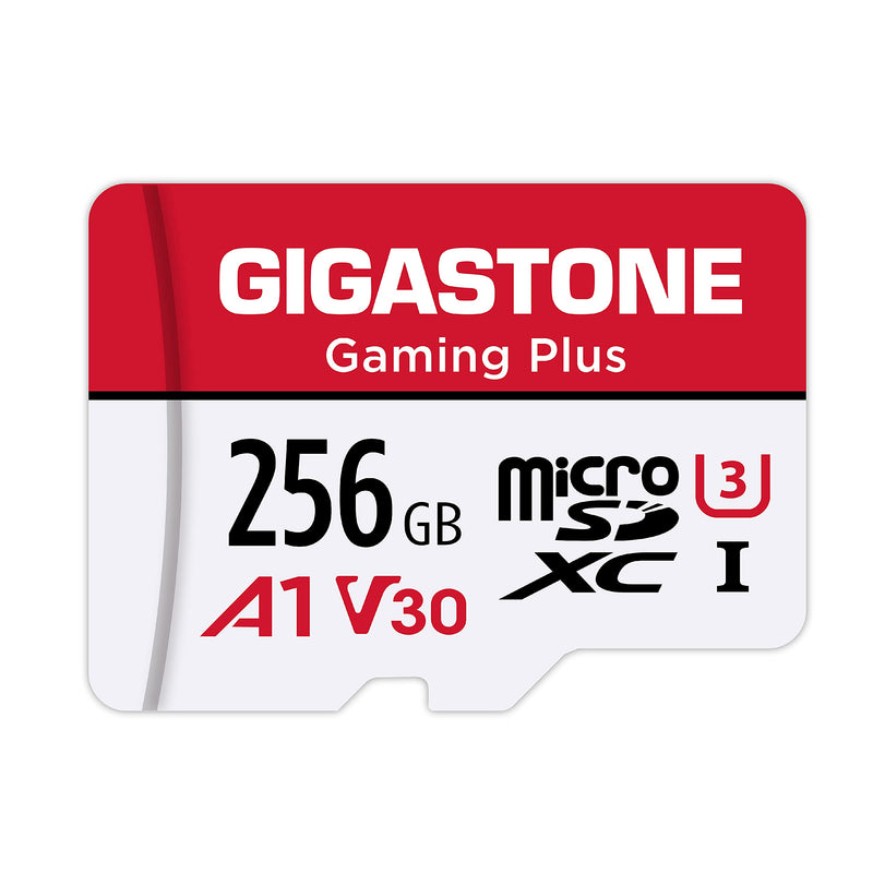 [Australia - AusPower] - [Gigastone] 256GB Micro SD Card, Gaming Plus, MicroSDXC Memory Card for Nintendo-Switch, Wyze, GoPro, Dash Cam, Security Camera, 4K Video Recording, UHS-I A1 U3 V30 C10, up to 100MB/s, with Adapter 