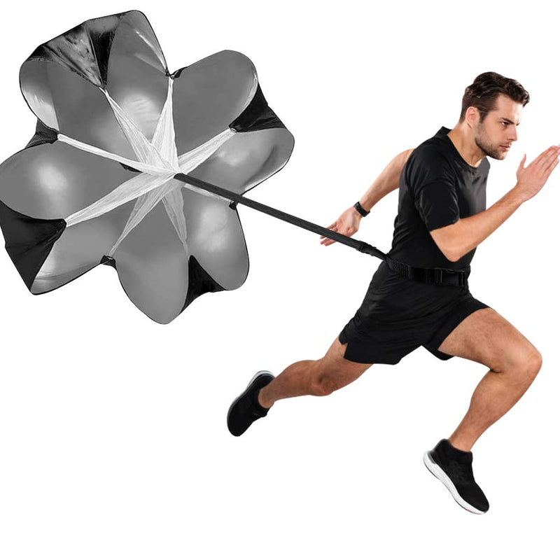 [Australia - AusPower] - KEYPOWER Running Speed Training 56" Parachute with Adjustable Strap Speed Chute Resistance Running Parachute for Kids Youth and Adults 1 Umbrella 