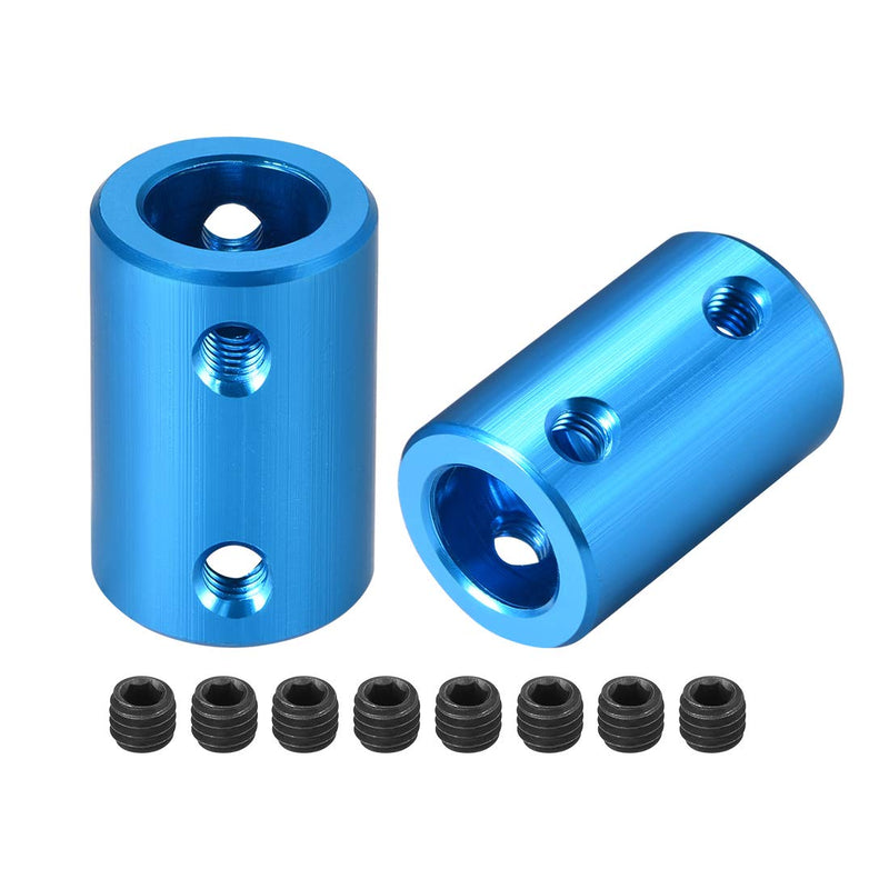 [Australia - AusPower] - uxcell 10mm to 10mm Bore Rigid Coupling Set Screw L25XD16 Aluminum Alloy,Shaft Coupler Connector,Motor Accessories,Blue,2pcs 