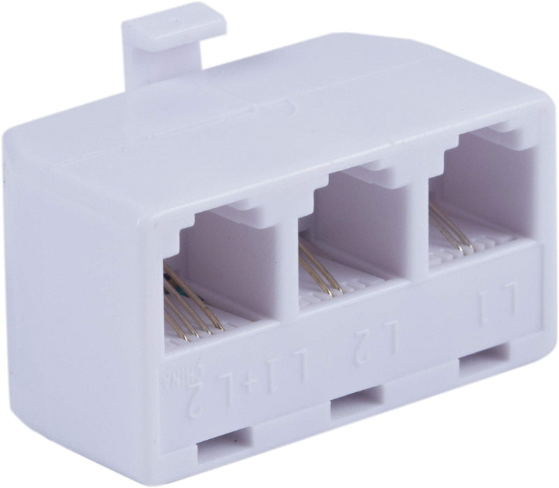 [Australia - AusPower] - Power Gear White 2-Line in-Wall Telephone RJ11 Triplex Adapter, Home or Office, Compatible with Answering Machines, Modems, Fax Machines, All Brand, 76532 1 Pack 