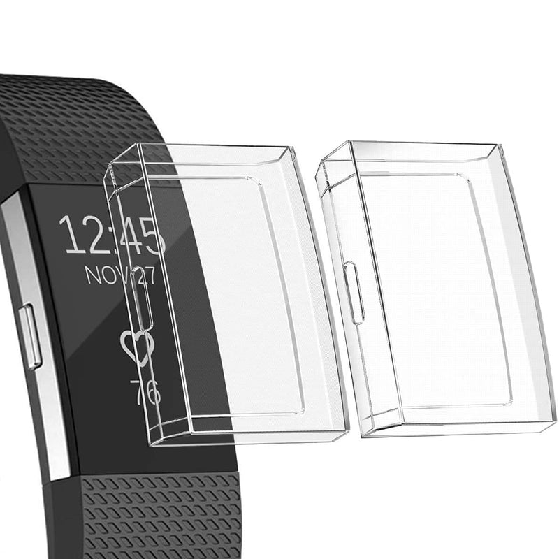 [Australia - AusPower] - Ultra Slim Soft Full Cover Case for Fitbit Charge 2,Opretty Crystal TPU Protective Cases Frame Shockproof Cover Shell Accessories for Fitbit Charge 2 Smart Watch (Clear 2Pcs) Clear/2Pcs 