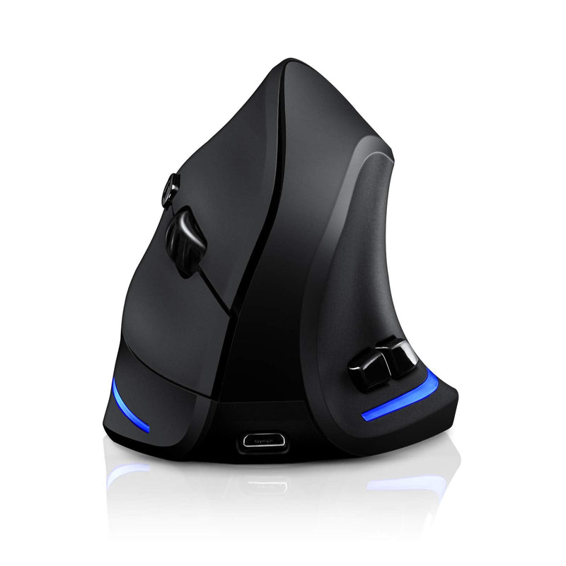[Australia - AusPower] - TRELC Ergonomic Mouse, 2.4G Wireless Vertical Optical Mouse with Adjustable Sensitivity (1000/1600/2400 DPI), 6 Buttons for PC, Desktop, Laptop, Notebook (Black) 2.4GHz 
