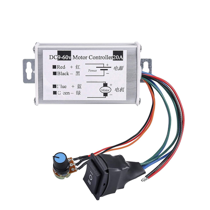 [Australia - AusPower] - DC Motor Speed Controller,Hima Brush Motor Driver Controls Module DC 9V-60V 12V 24V 36V 48V 60V Motor Pulse Width Modulator Regulator 20A 1200W PWM Monitor Dimmer Governor with Switch & Knob 