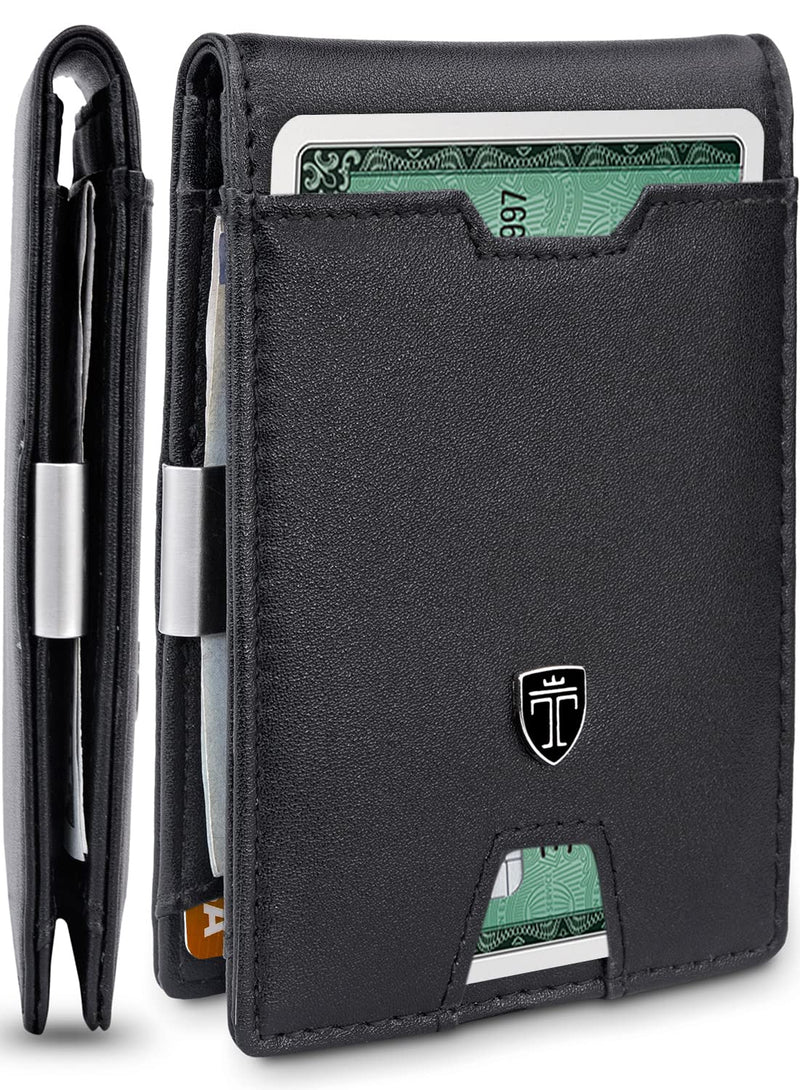 [Australia - AusPower] - TRAVANDO Mens Slim Wallet with Money Clip AUSTIN RFID Blocking Bifold Credit Card Holder for Men with Gift Box Black 