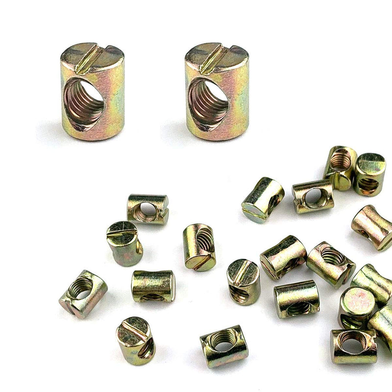 [Australia - AusPower] - Asayu 20 Pack M8 Barrel Nuts Cross Dowels Slotted Nuts for Furniture Beds Crib Chairs 