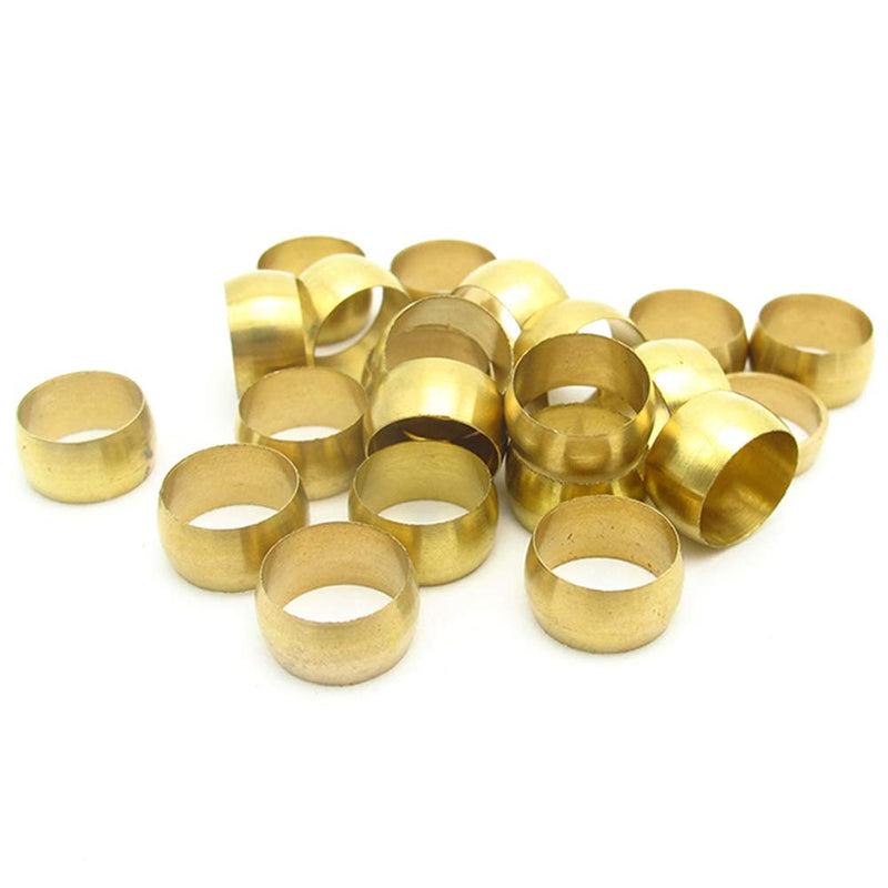 [Australia - AusPower] - Joywayus 50pcs Brass Compression Fitting Sleeves Ferrule Ring for 4mm Tube 50 