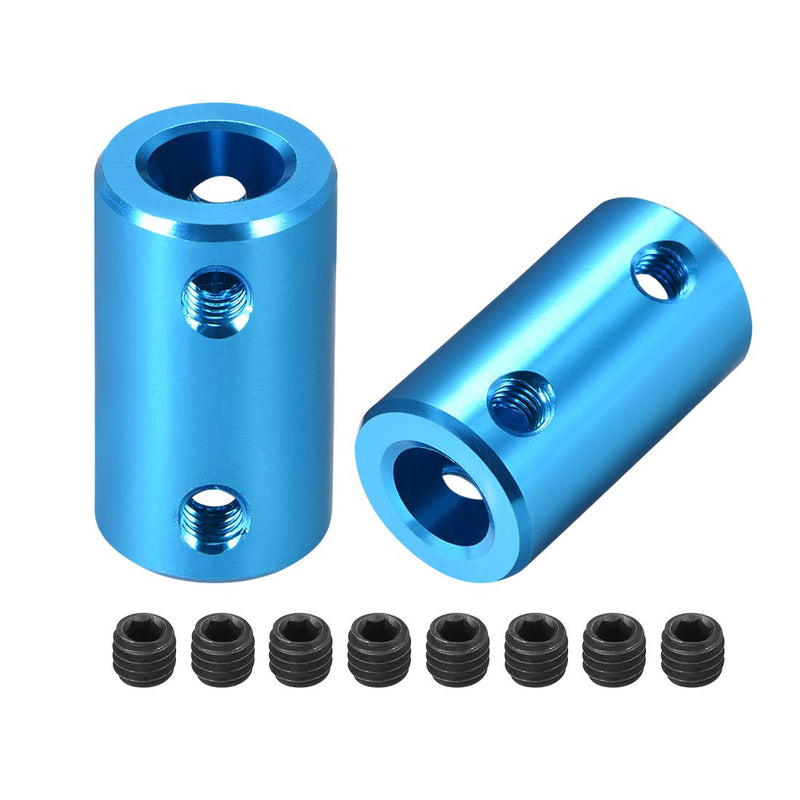 [Australia - AusPower] - uxcell 8mm to 8mm Bore Rigid Coupling Set Screw L25XD14 Aluminum Alloy,Shaft Coupler Connector,Motor Accessories,Blue,2pcs 