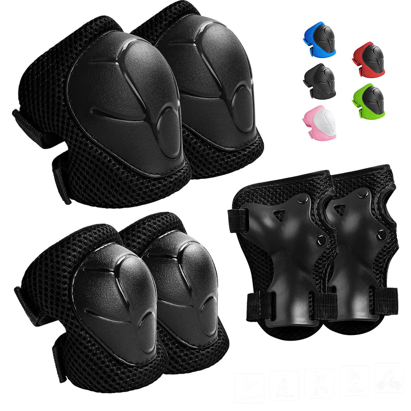 [Australia - AusPower] - Wemfg Kids Protective Gear Set Knee Pads for Kids 3-14 Years Toddler Knee and Elbow Pads with Wrist Guards 3 in 1 for Skating Cycling Bike Rollerblading Scooter Black S(3-8Years) 