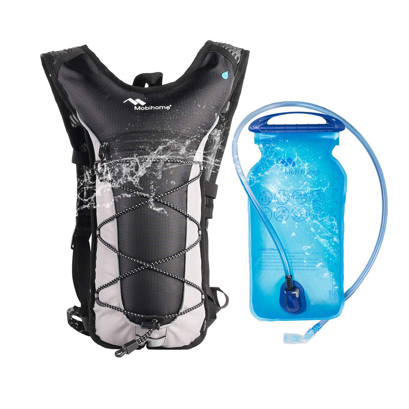 [Australia - AusPower] - Mobihome Hydration Backpack Lightweight Sport Daypack & Bike Backpacks with 2L Leak Proof Water Bladder, Adjustable Padded Shoulder, Chest & Waist Straps for Running, Hiking, Cycling, Climbing Black 