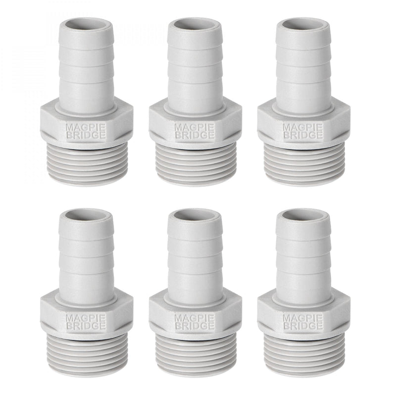[Australia - AusPower] - uxcell PVC Barb Hose Fitting Connector Adapter 12mm or 15/32" Barbed x G3/4 Male Pipe 6pcs 