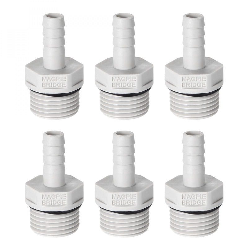 [Australia - AusPower] - uxcell PVC Barb Hose Fitting Connector Adapter 8mm or 5/16" Barbed x G1/2 Male Pipe 6pcs 