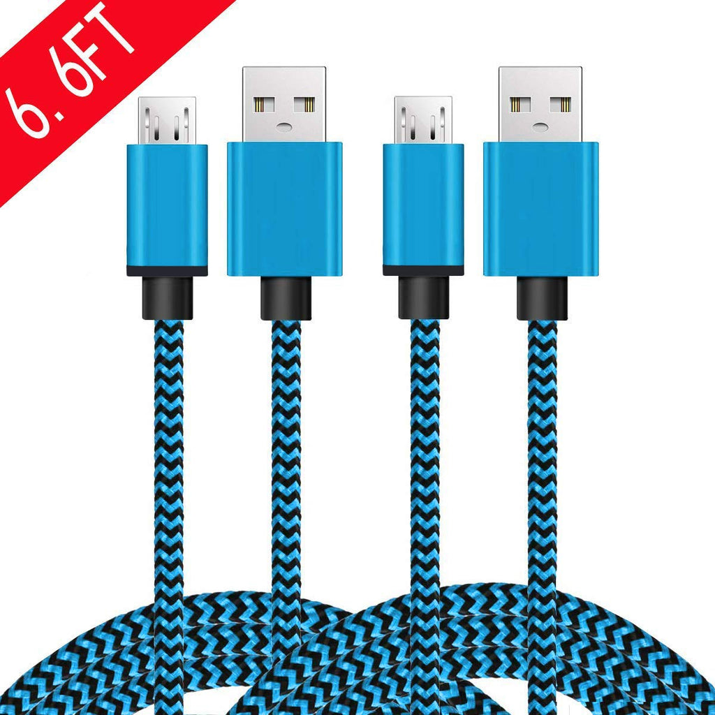 [Australia - AusPower] - Micro USB Android Phone Charger Cable, 2pack 6ft Fast Quick Charging Cord for Moto E5 G5 G6 Play, Alcatel 1B 1C 1L 1S 1V 1X 1SE 3L 3X(2020), Kindle Fire HD 7 8 10 Tablet, PS4 Controller Pro Slim 