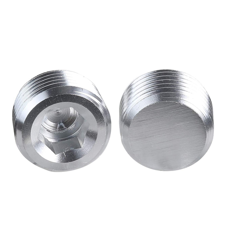 [Australia - AusPower] - AC PERFORMANCE Plain Aluminum 3/8" NPT Male Socket Allen Head Pipe Plugs, Silver, Pack of 2 3/8 NPT npt socket plug silver 