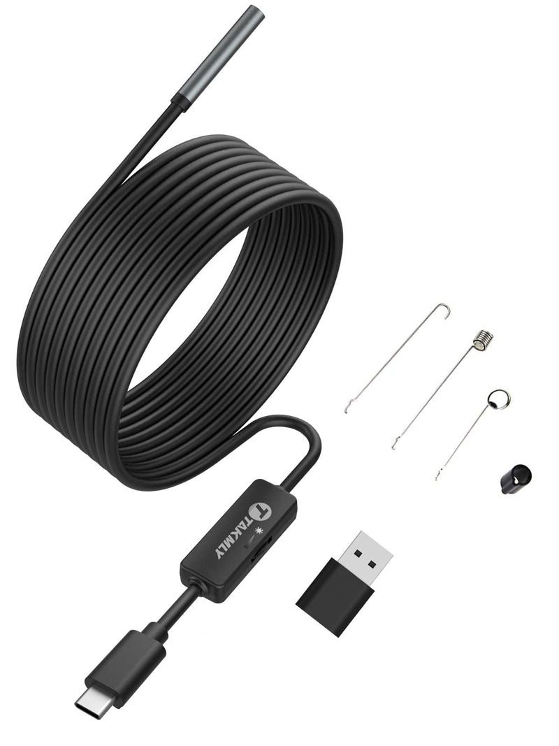 [Australia - AusPower] - USB Endoscope for Otg Android Phone, Computer, 5.5 mm Borescope Inspection Snake Camera Waterproof with Micro USB, Type C, 16.4FT Semi-rigid Cord with 6 LED Lights, Compatible with Windows PC, MacBook 
