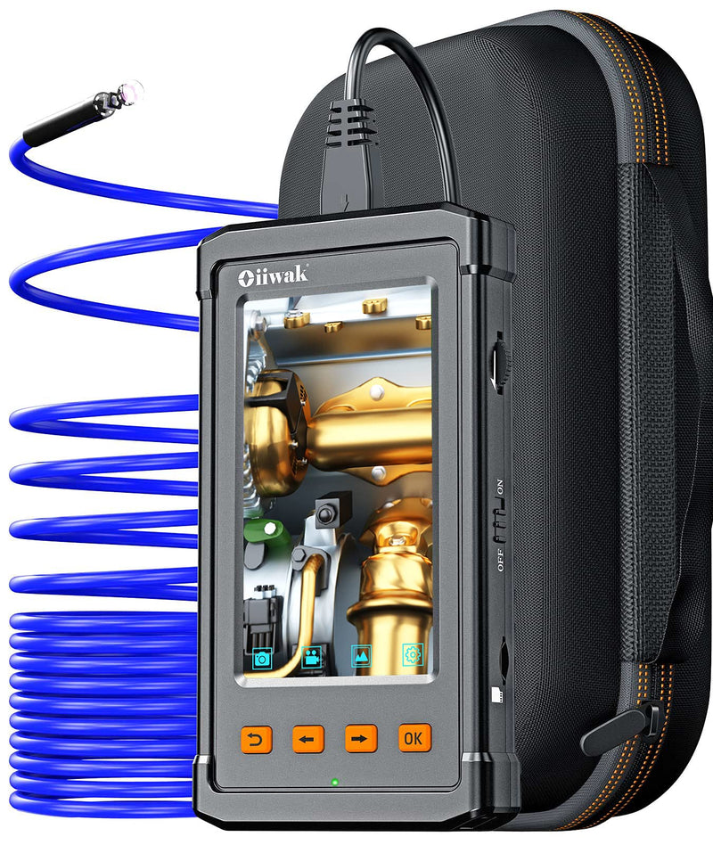 [Australia - AusPower] - Oiiwak Industrial Endoscope Camera 5.5mm Waterproof Drain Snake Camera 1080P HD Digital Borescope Inspection Camera 4.3" Screen Automotive Plumbing Sewer Wall Camera with Light, Tool Box, 11.5FT Cable 