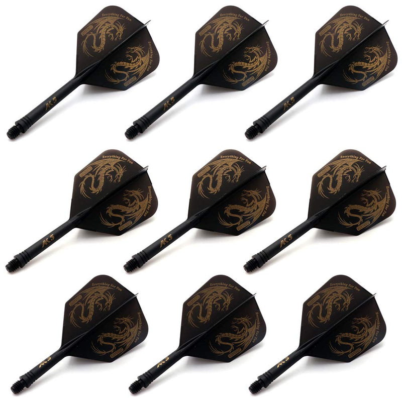 [Australia - AusPower] - CUESOUL 3 Sets Integrated Dart Shaft and Flights,Dart Shaft Length 21mm/28mm/33mm Shaft Length 21mm+28mm+33mm-Big Wing Shape-Black Dragon 
