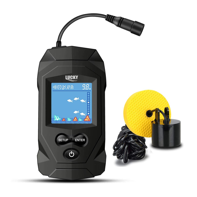[Australia - AusPower] - LUCKY Portable Fish Finders Wired Transducer Kayak Fish Finder Kit Portable Depth Finder LCD Display for Kayak Boat Ice Fishing 