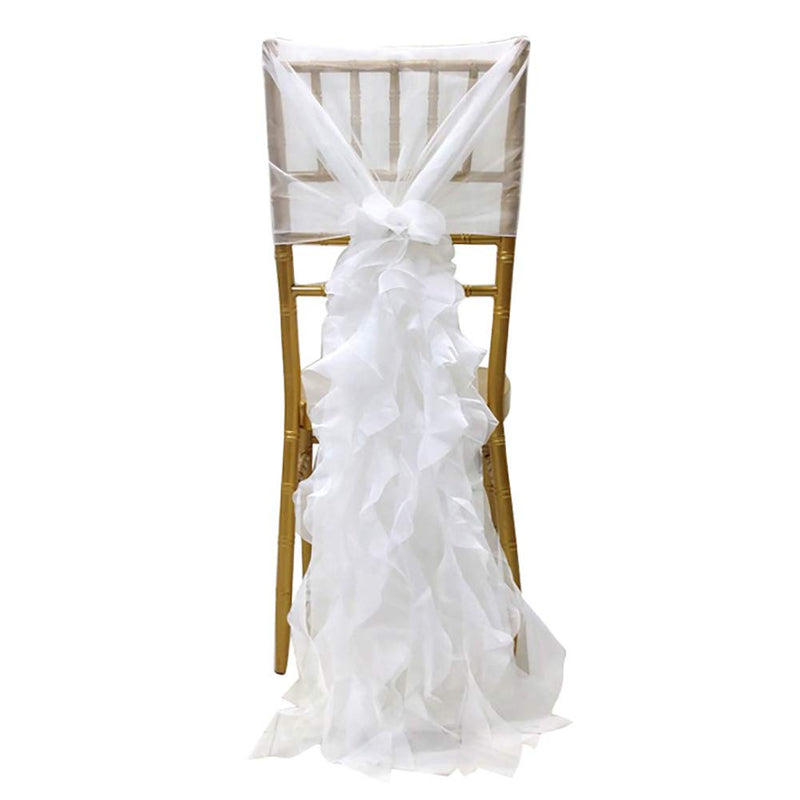 [Australia - AusPower] - SunriseMall Milk Yarn Chair Cover, Tulle Chair Back Cap Covers for Bridal Shower, Wedding, Baby Shower Decoration Long Tulle High Chair Skirt Slipcovers (White, 2pcs) White 