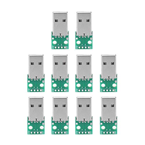 [Australia - AusPower] - Mini USB to DIP Adapter Board, Walfront 10Pcs USB Type A Male Plug to DIP Converter Board 4 Pins DIP 2.54mm Pitch 