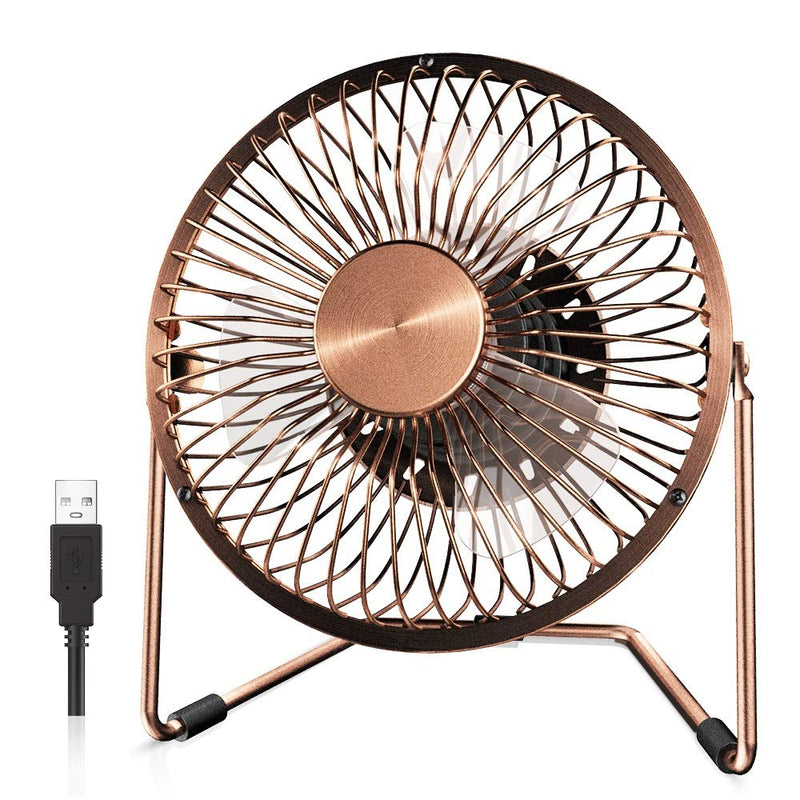 [Australia - AusPower] - EasyAcc 6 Inch USB Desk Fan, [ Small Quiet Powerful Metal Fan ] USB Powered Portable Fan, Strong Airflow& 360°Rotation Personal Table Cooling Fan with 2 Speed(USB POWERED ONLY) 6" USB Fan Bronzer 